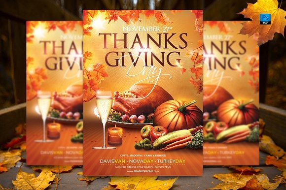 Thanksgiving Day Flyer Template Templates Creative Market Free