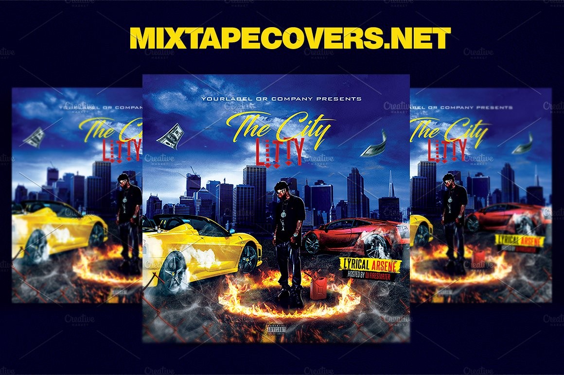 The City Litty Mixtape Cover Flyer Templates Creative Market Template