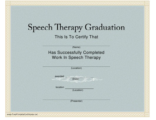 Therapy Graduation Certificate Template Com Speech