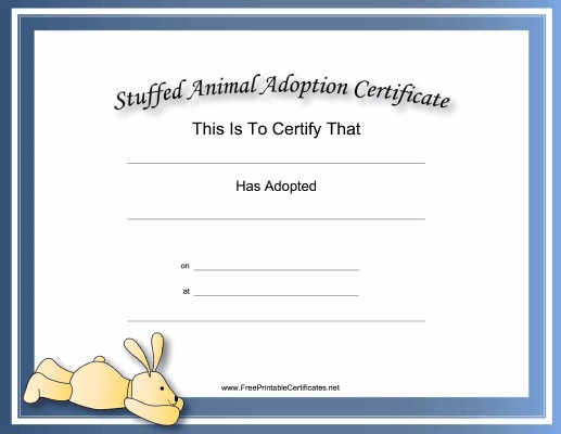 This Free Printable Stuffed Animal Adoption Certificate Is Great Template