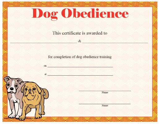 This Printable Certificate Of Dog Training Or Achievement Is Free Templates