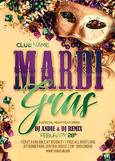 Top 100 Best Mardi Gras Flyer Templates 2017 Download PSD Party Free