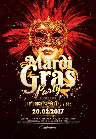 Top 100 Best Mardi Gras Flyer Templates 2017 Download PSD Psd