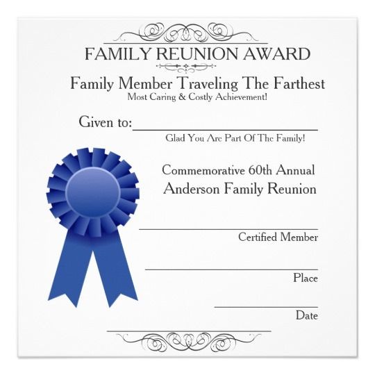 Traveled Farthest Family Reunion Awards Template Printables