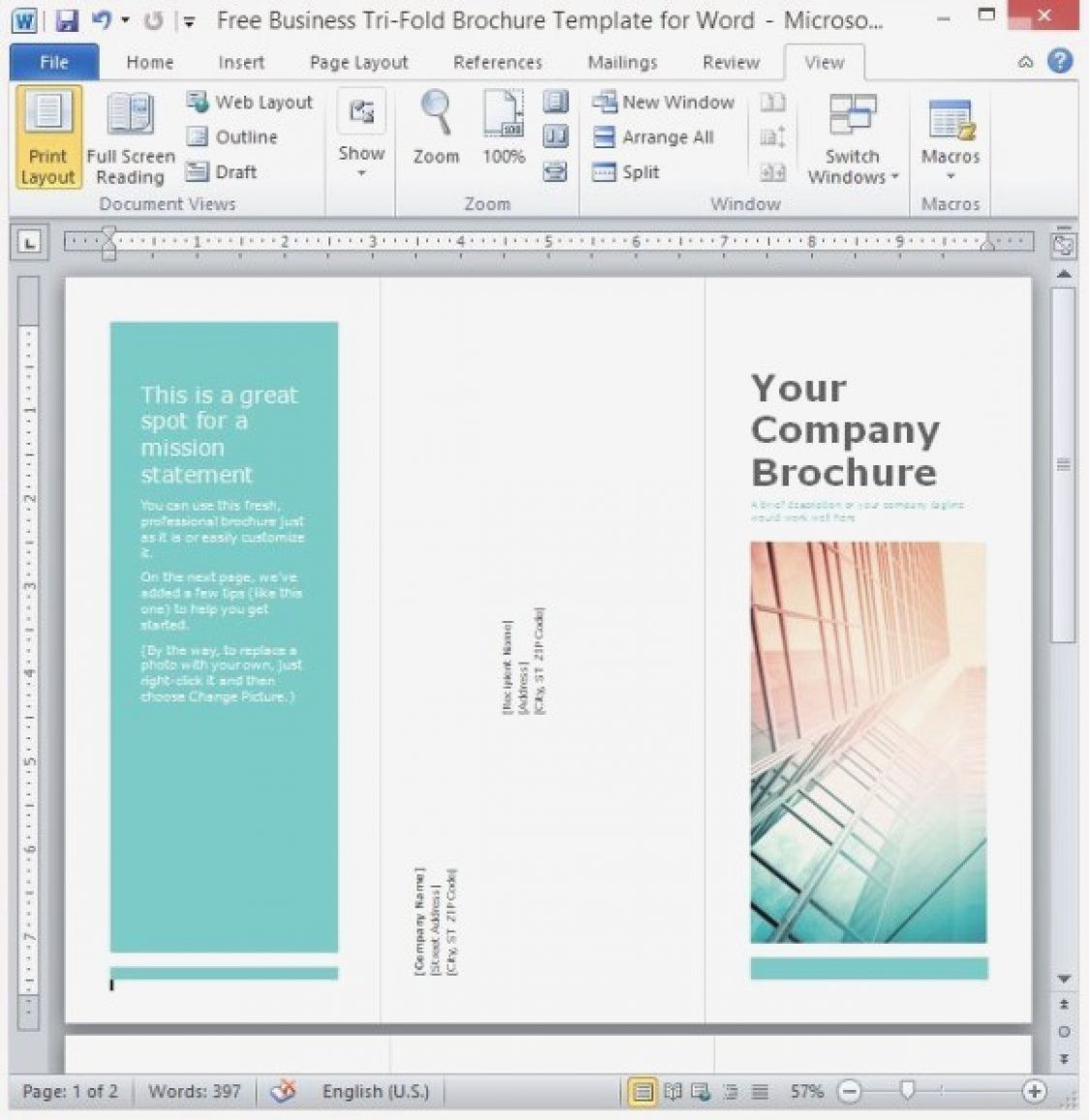 Tri Fold Brochure Template Powerpoint Handout Flexible Pictures For Pamphlet