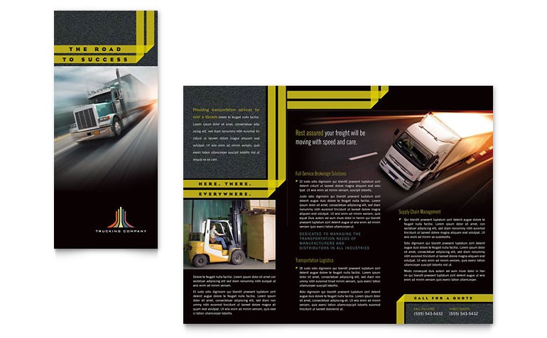 Trucking Transport Tri Fold Brochure Template Word Publisher Car Free Download