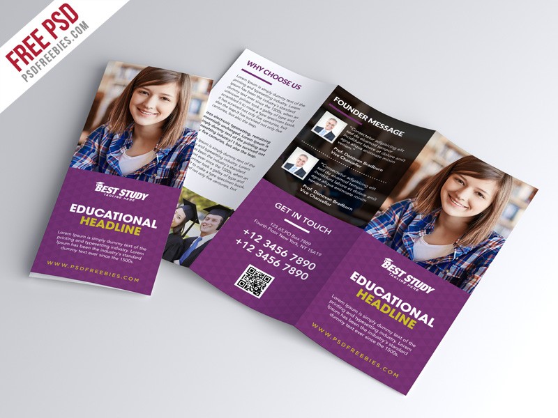 University College Trifold Brochure PSD Template UXFree COM Templates Free Download