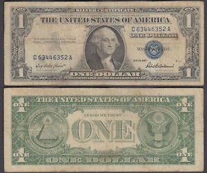 USA 1 Dollar 1957 F VF Banknote Silver Certificate Blue