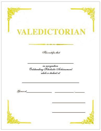 Valedictorian Award Certificate Template Launchosiris Com