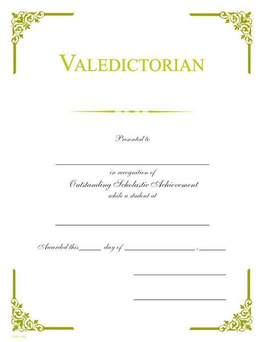 Valedictorian Gold Foil Certificate Wilson