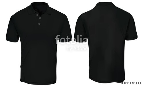 Vector Illustration Of Blank Black Polo T Shirt Template Front And Back