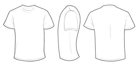 Vector Illustration Of Blank White Men T Shirt Template Front Free And Back