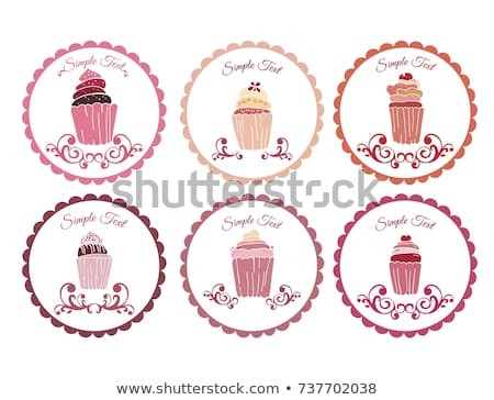 Vector Set Cupcake Cards Template Cake Stock Royalty Free Label