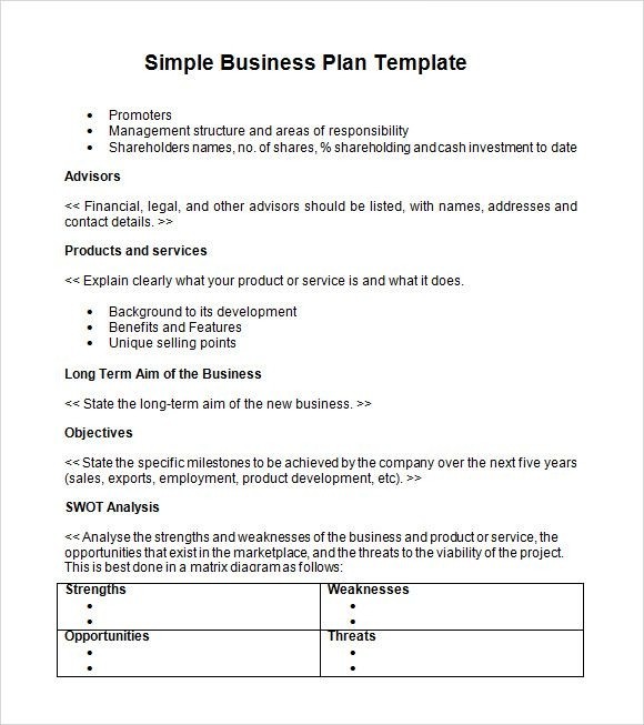 Very Basic Business Plan Template Free Com Simple
