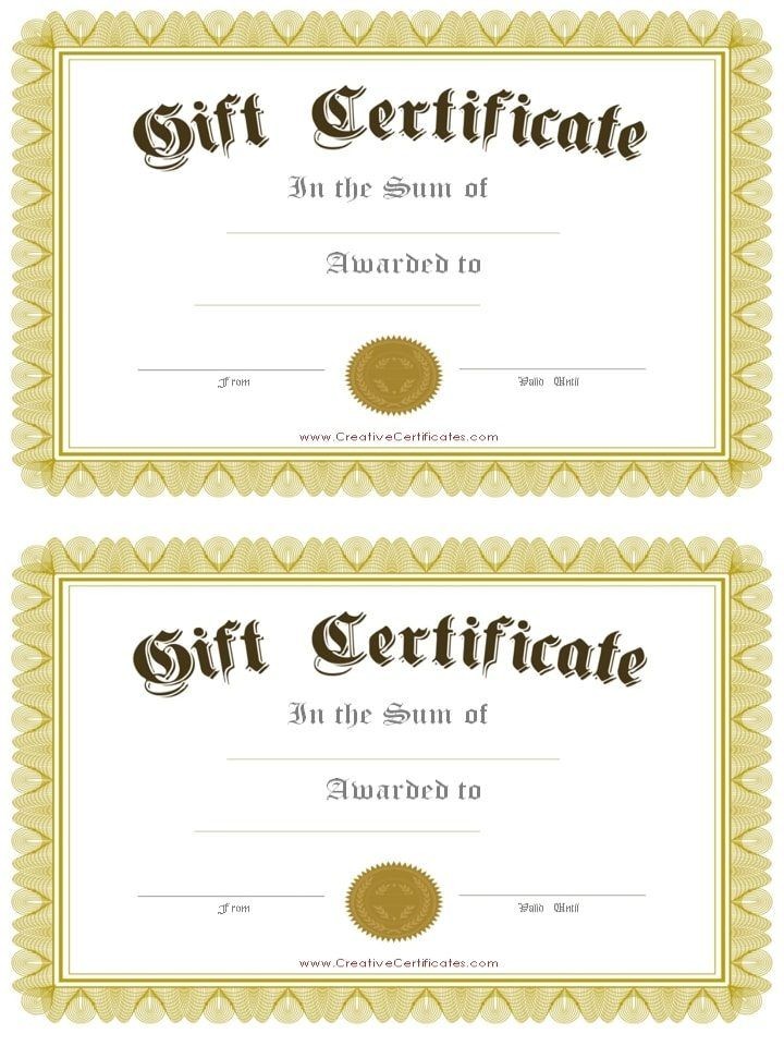 Very Formal Gift Certificate Template With A Gold Border And Black Calligraphy Templates