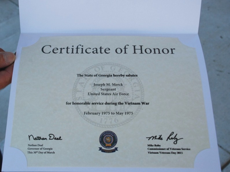 Vietnam Veterans Honored During Veteran S Day Celebrations WRWH Certificates