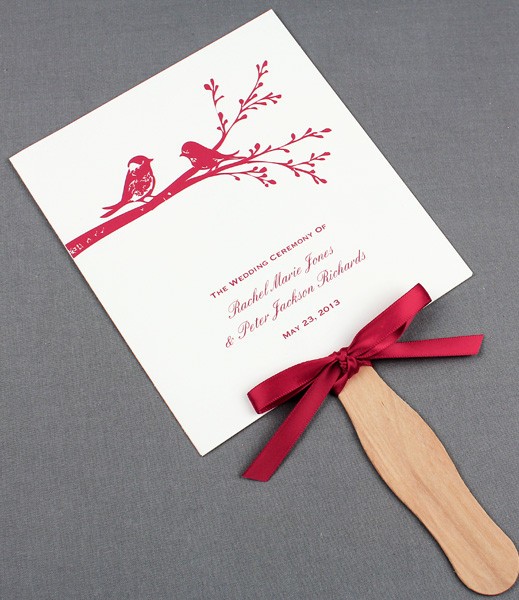 Wedding Fan Programs Template With Birds Download Print Paddle Fans