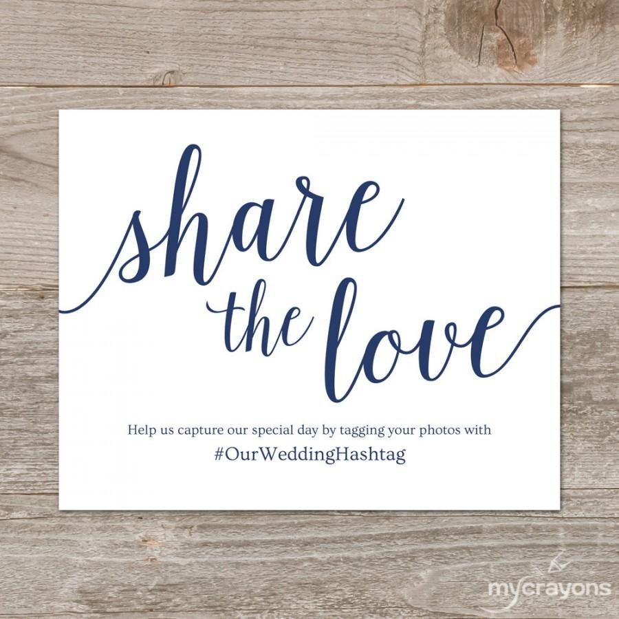 Wedding Hashtag Sign Printable Share The Love Navy