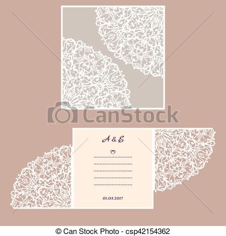Wedding Invitation Or Greeting Card With Abstract Ornament Vector Paper Cut