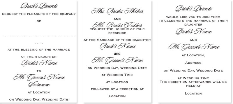 Wedding Invitation Wording What To Write Templates Examples Uk