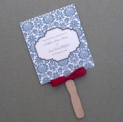 Wedding Paddle Fan Program With Blue Rococo Design Download Print Fans