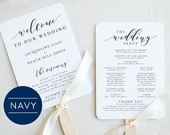 Wedding Program Fan Etsy Printable