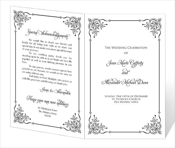 Wedding Program Template 64 Free Word PDF PSD Documents Church Templates Download