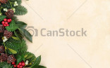 Winter Greenery Border Christmas And Background With Ivy