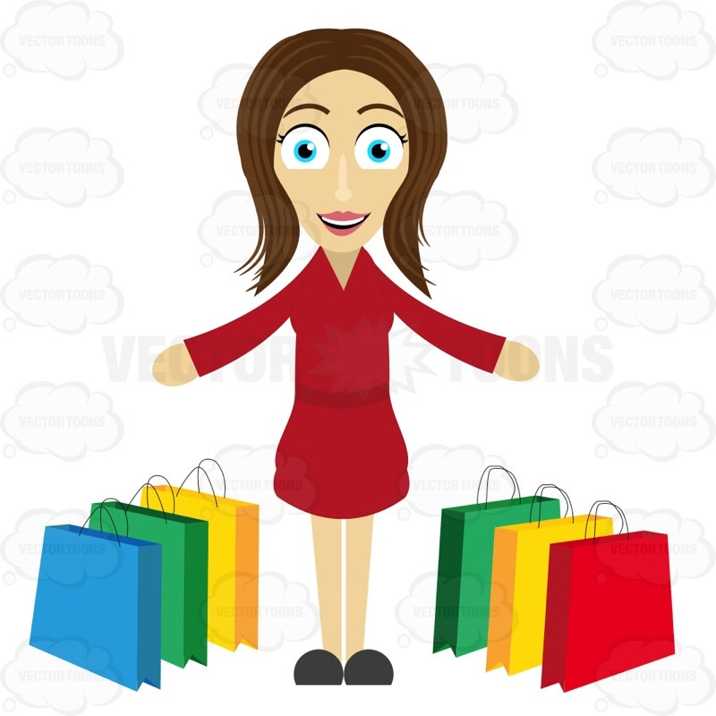 Woman Looking Satisfied After A Shopping Spree Clipart By Vector Toons