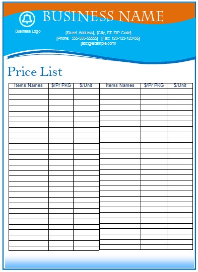 Word Template Price List Zrom Tk How To Make In