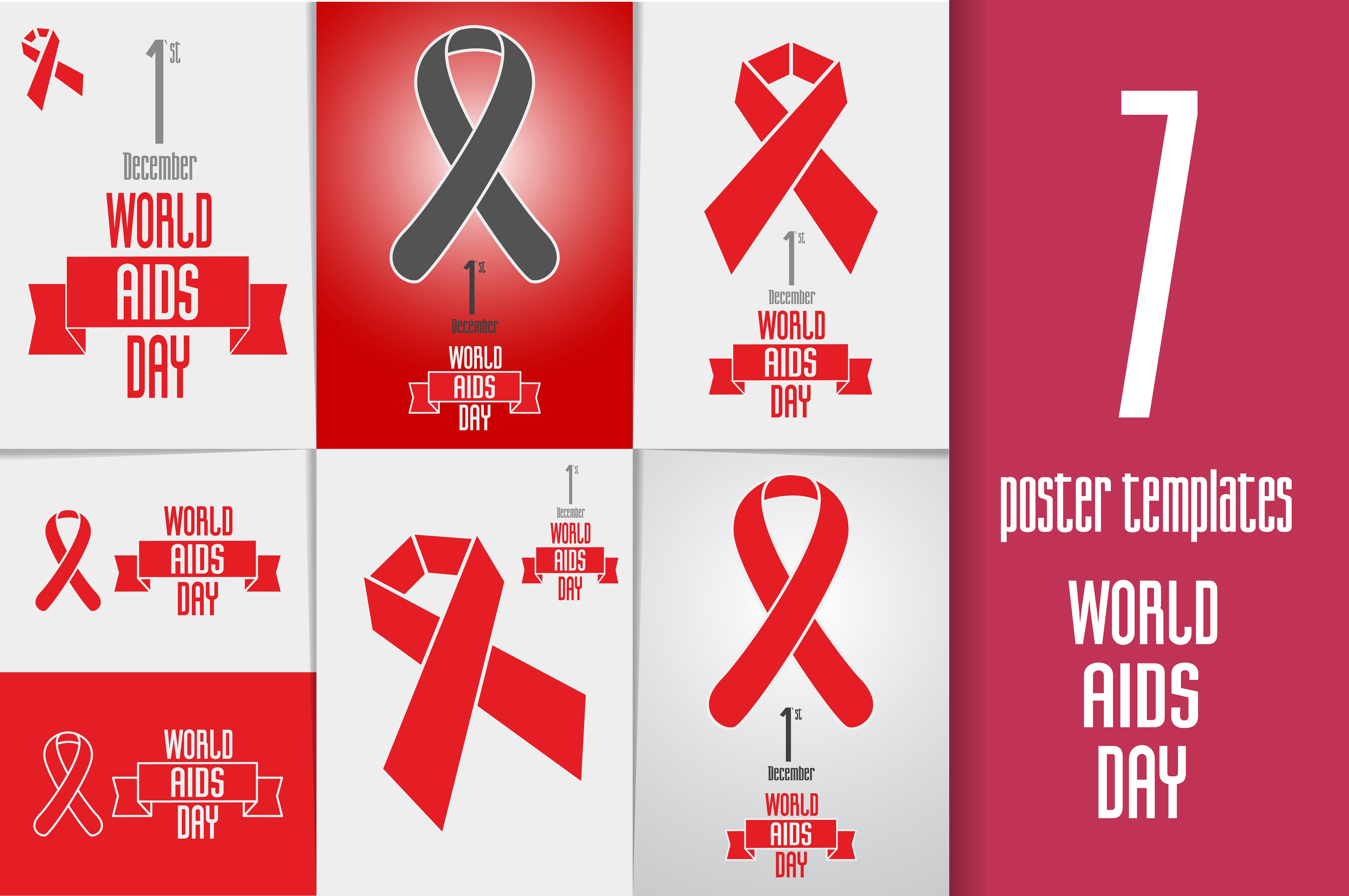 World AIDS Day Poster Templates Brochure Creative Market Aids Template