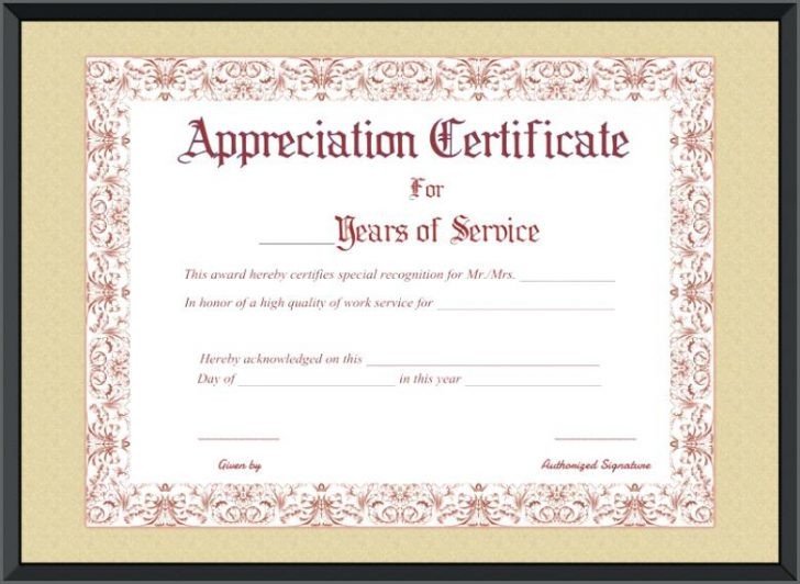 Years Of Service Certificate Template Free Gimpexinspection Com