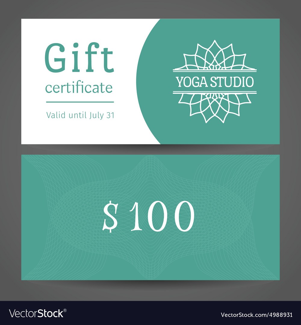 Yoga Studio Gift Certificate Template Royalty Free Vector