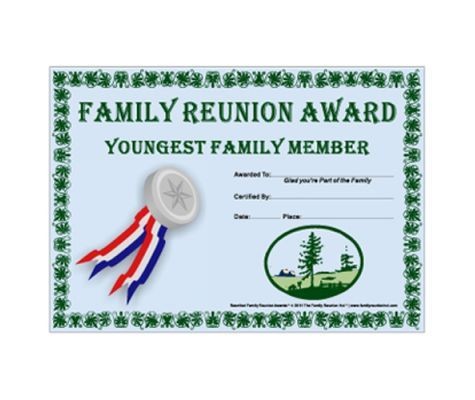Youngest Family Member Award Prairie Life Theme Free Reunion Certificates