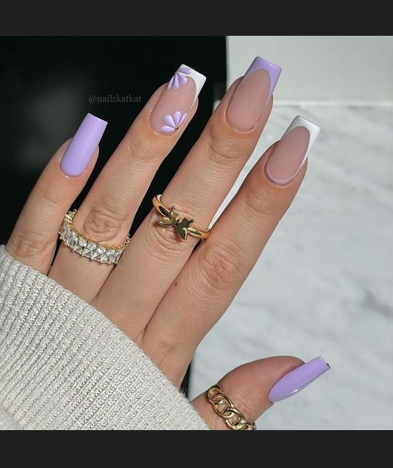 Spring Nails Purple - Lilac nails Purple acrylic nails Spring acrylic nails